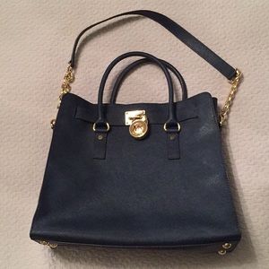Michael Kors Saffiano Hamilton Tote, Navy